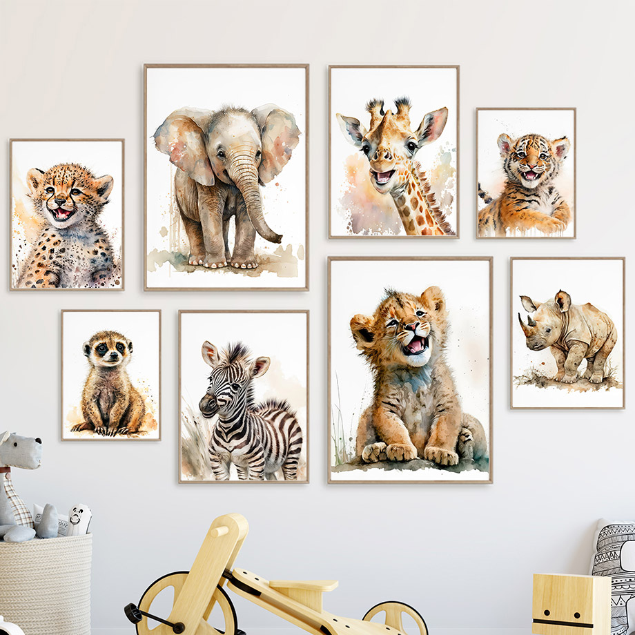 Baby Zebra Nursery - Elefant, Giraffe, Löwe, Tiger, Zebra, Kinderzimmer,
