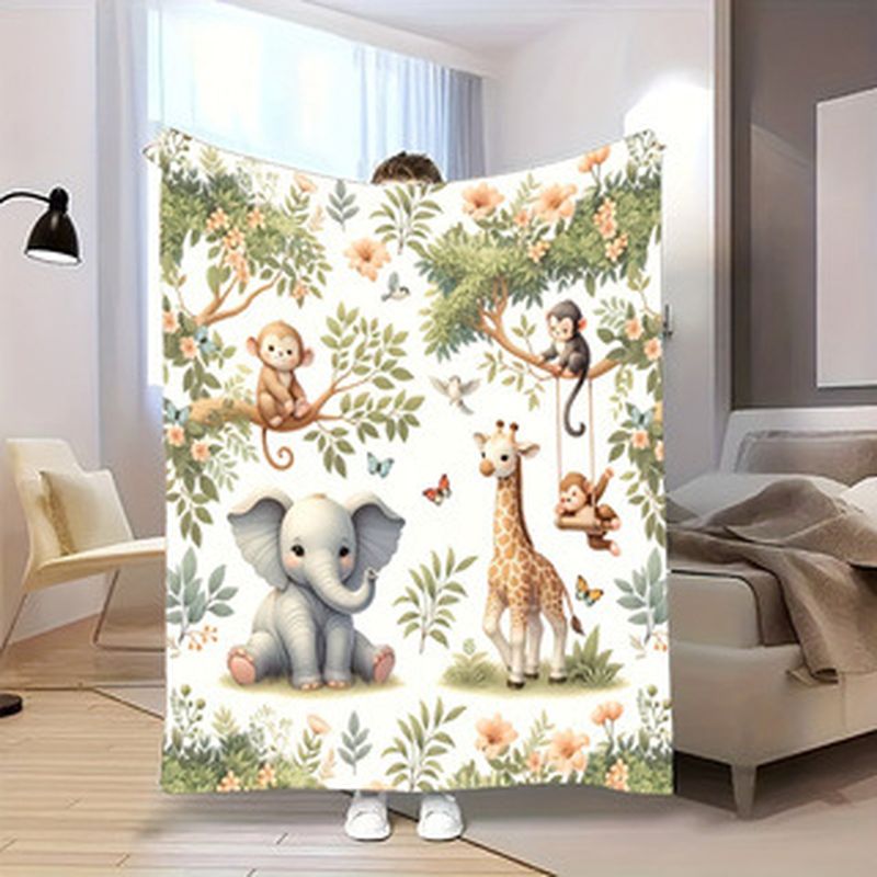 Baby Nursery In Hospital - VIKAMA Babydecke mit Aquarell-Dschungeltiermotiv, Elefant, Giraffe,