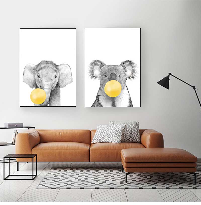 Baby Nursery Yellow Walls - 1 Stück rahmenloses Baby-Kinderzimmer-Wandkunst-Poster mit gelben