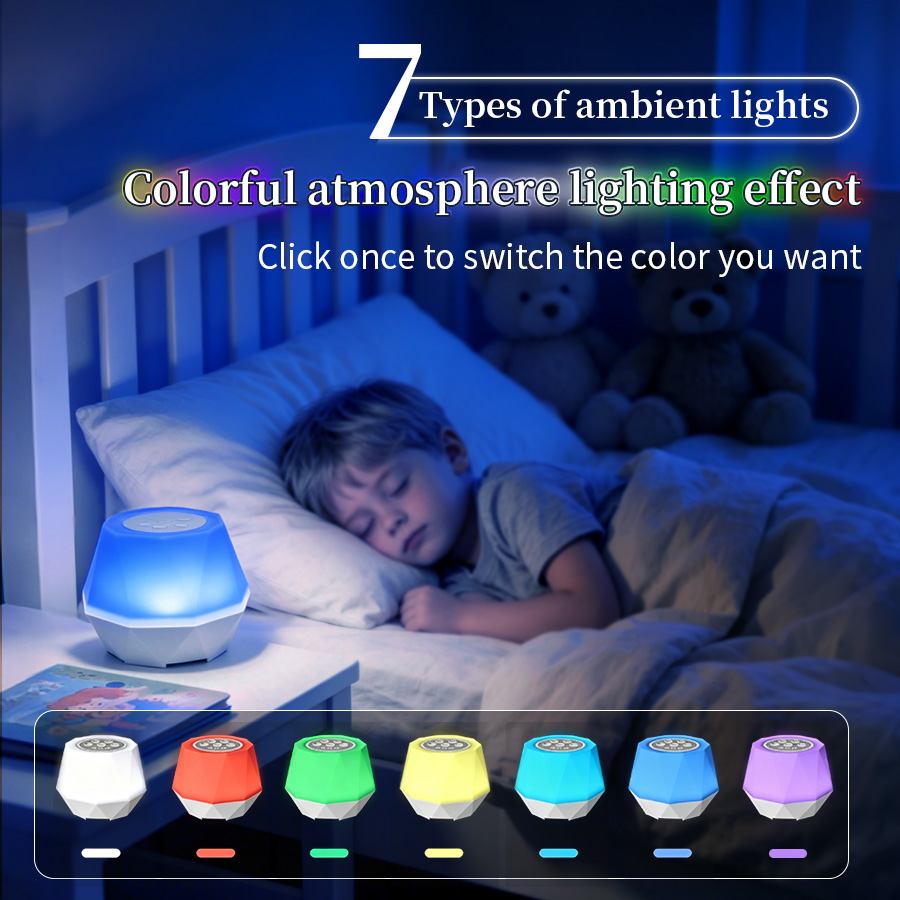 Baby Nursery Colors - 7 Farben Weißes-Rauschen-Funktion Nachtlicht Baby-Schlafhilfe 10