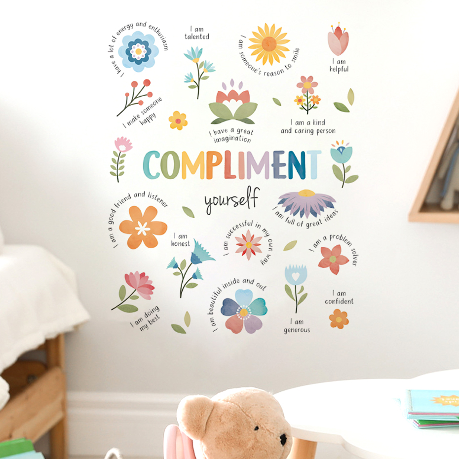 Baby Nursery Quotes - Englische bunte inspirierende Zitate Aquarell Wandaufkleber