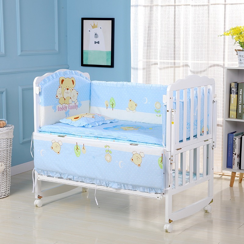 Convertible Crib Set - 6Pcs Cartoon Baumwolle Krippe Bettwäsche Set