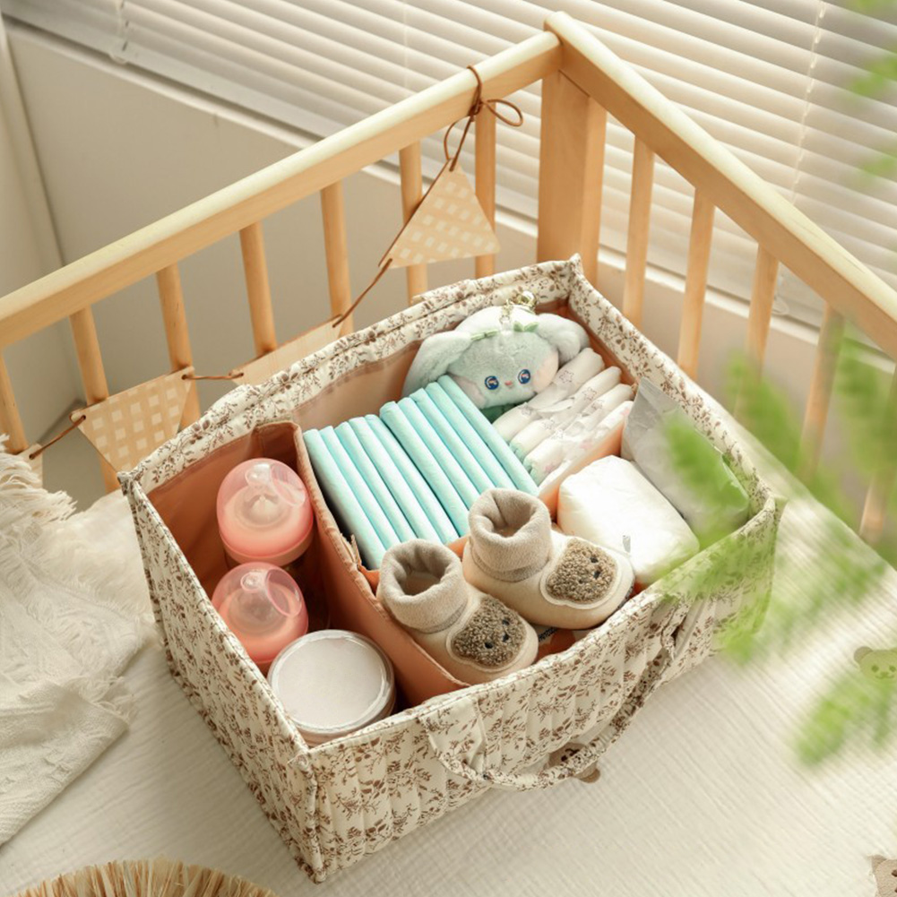 Baby Nursery Must Haves - Floraler Windel-Organizer mit herausnehmbarem Trenner, tragbare