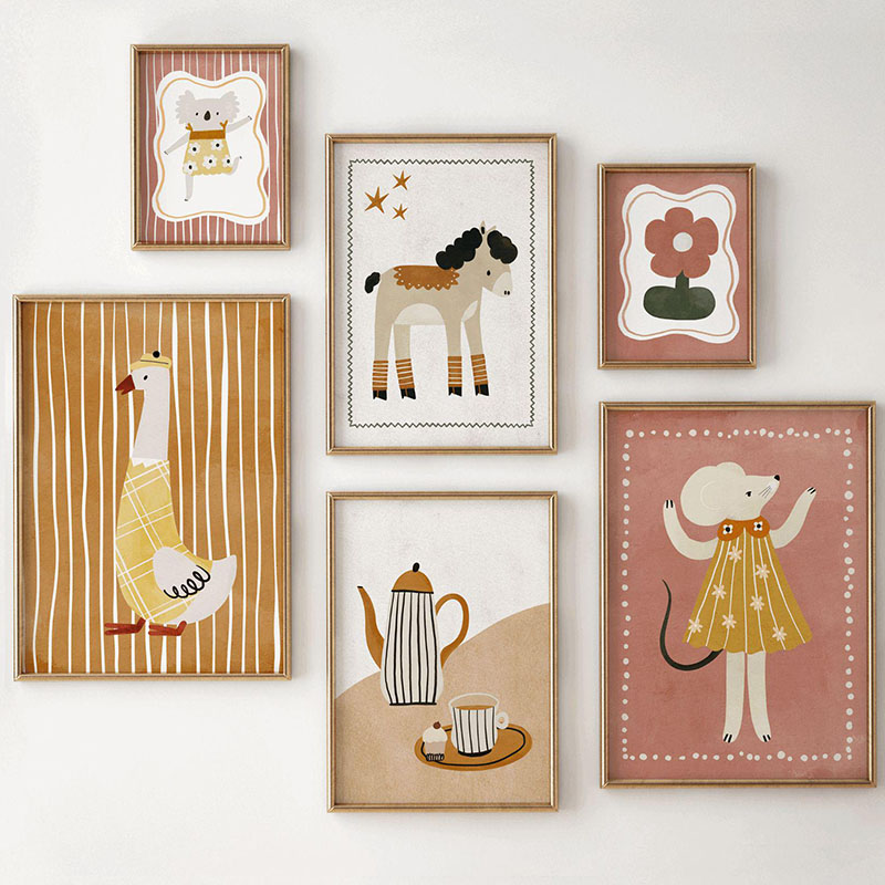 Baby Nursery Images - Maus Gans Pferd Koala Kaffee Blume