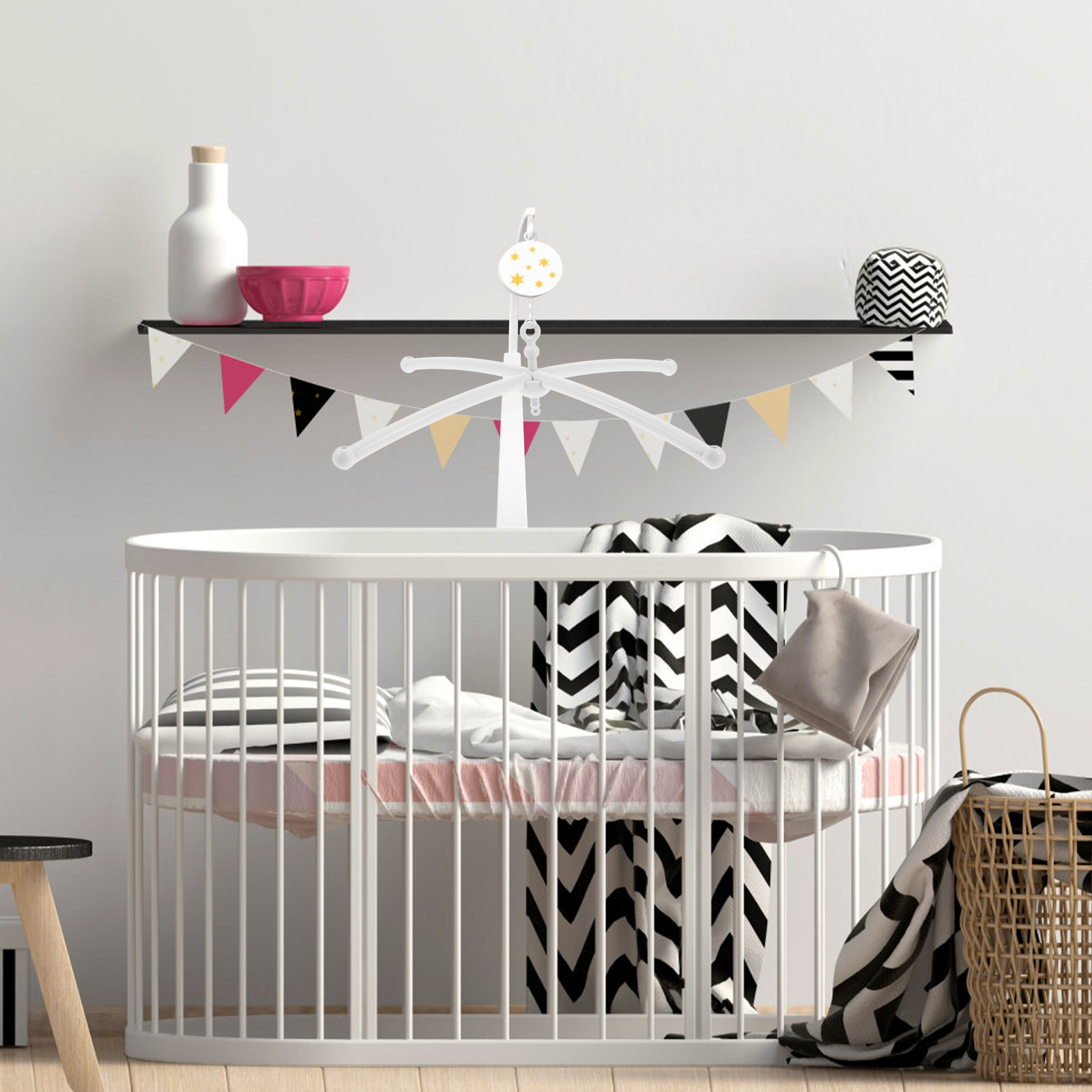Baby Nursery Equipment - Babybett-Mobile-Halterung, stabiler Musikhalter für Babybett, Hängeregal
