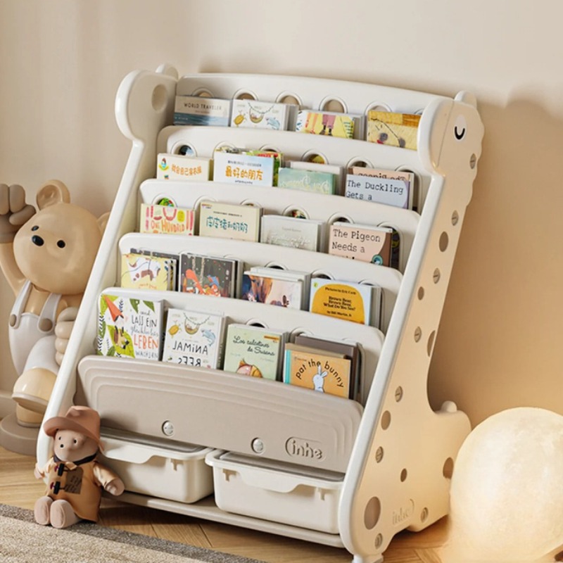 Baby Nursery Bookshelf - Kinder-Bücherregal aus Kunststoff mit Spielzeugaufbewahrung –