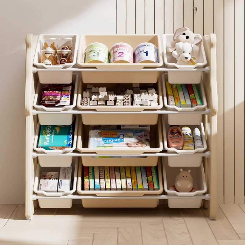Baby Nursery Bookshelf - Bodenstehender Kinderspielzeug-Organizer, mehrstöckiger Spielzimmer-Aufbewahrungsschrank für Babyspielzeug,