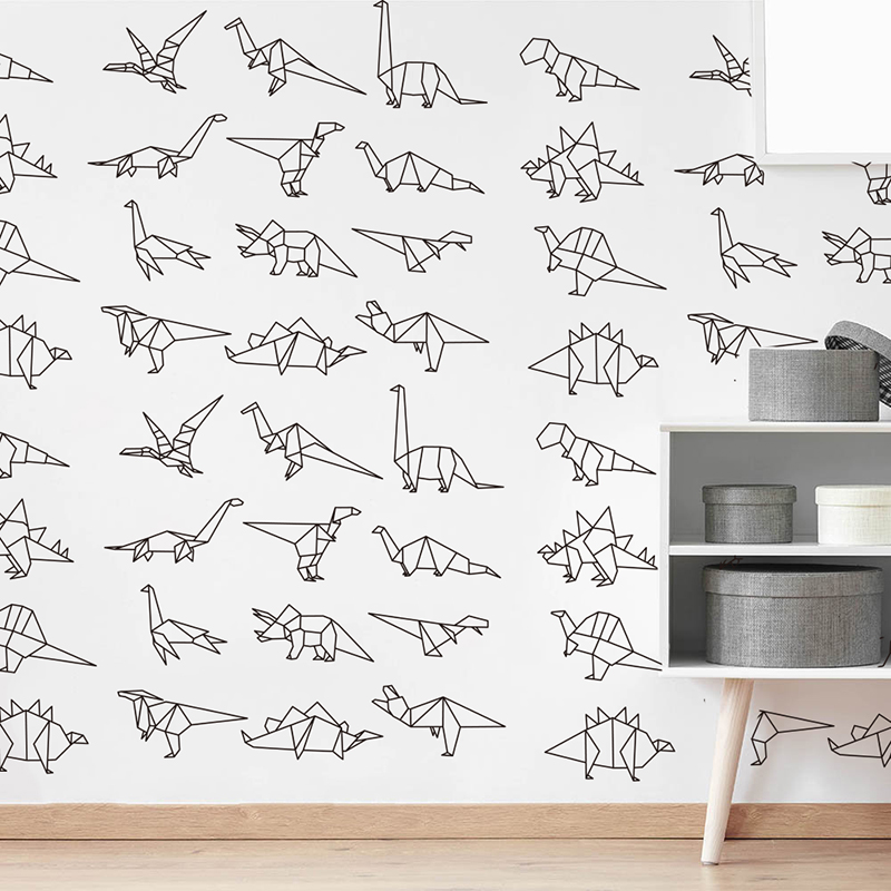 Baby Zoo Nursery - Niedlicher Origami-Dinosaurier-Tier-Wandaufkleber, Baby-Kinderzimmer, Kinderzimmer, geometrischer Dinosaurier-Zoo-Tier-Wandaufkleber