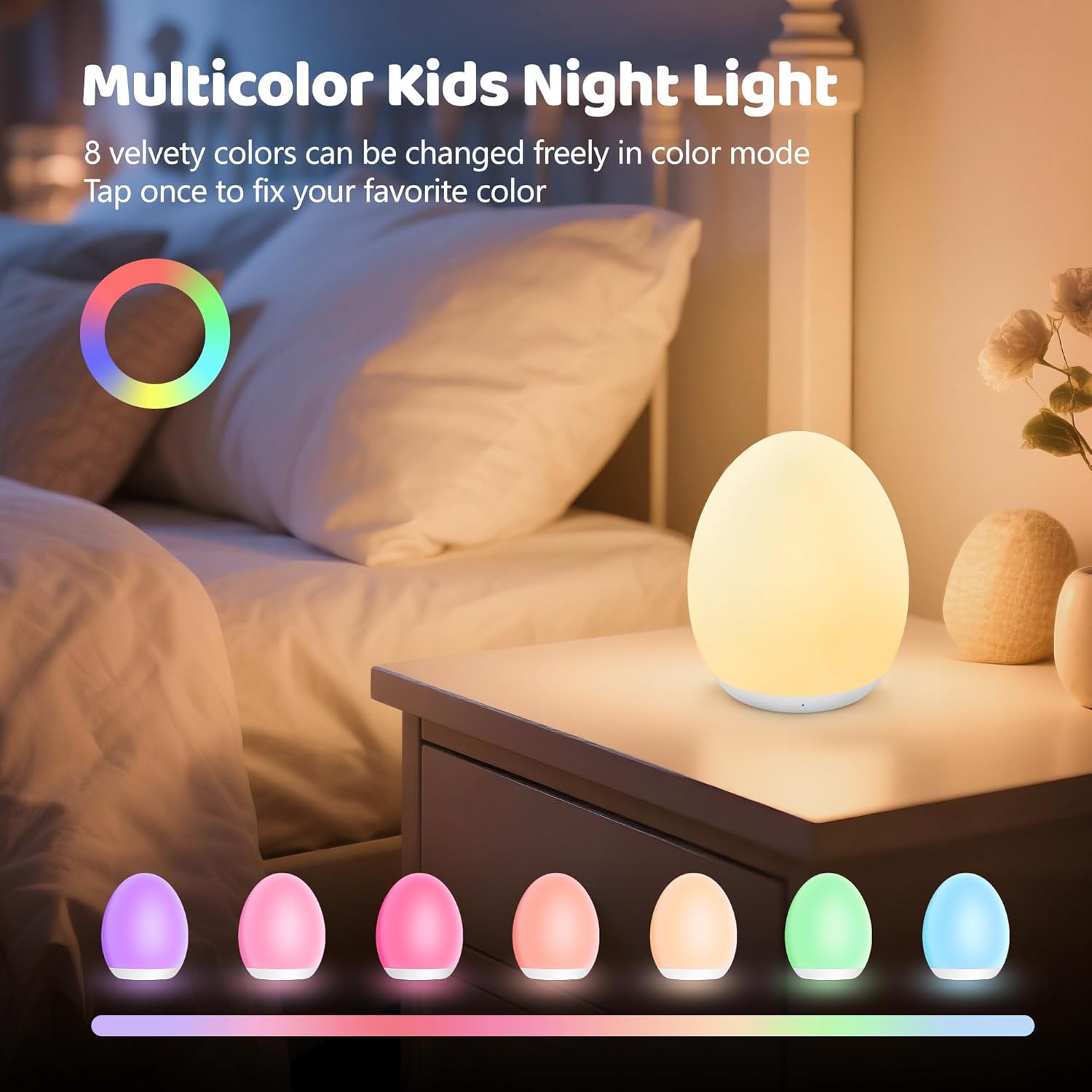Baby Nursery Colors - Kinder-Nachtlicht Baby-Ei-Lampe 7 Farben Stufenlose Dimmung