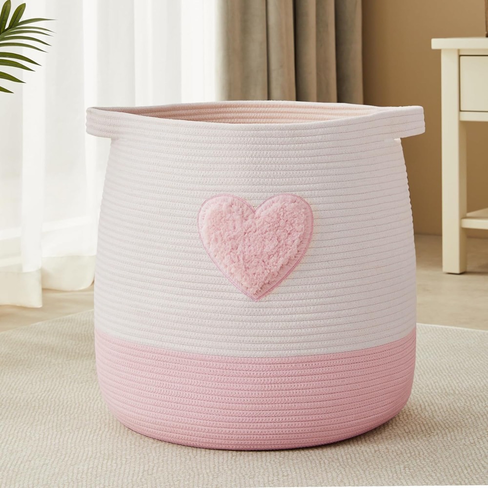 Baby Nursery Basket - Rosa Wäschekorb, Korb für Kinder, Mädchen,