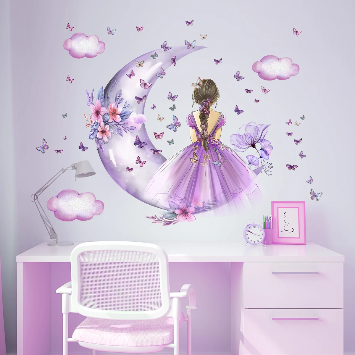 Baby Nursery Ideas Girl - Mädchen Mond Schmetterlinge Wandaufkleber Kind Mädchen