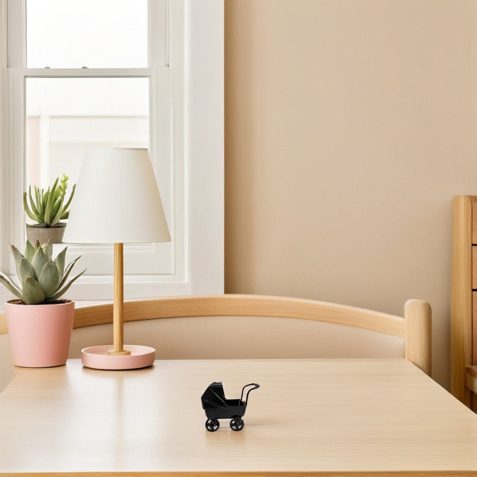 Baby Nursery Bookshelf - Miniatur-Eisenkinderwagen im Retro-Design, kompakter Baby-Kinderwagen für
