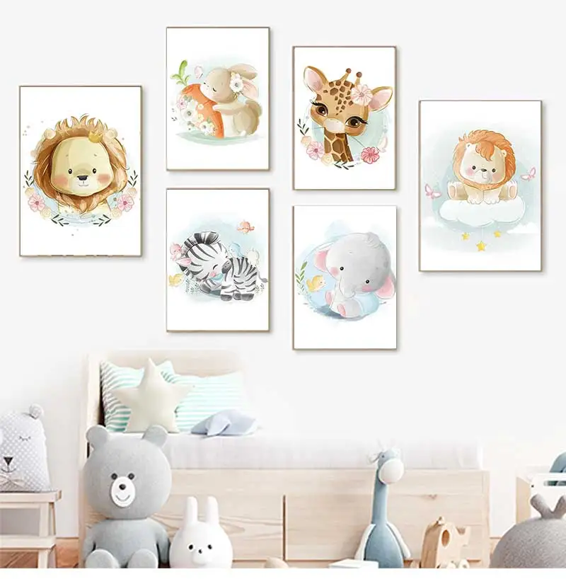 Baby Zebra Nursery - Niedliche Giraffe Löwe Fuchs Hase Zebra