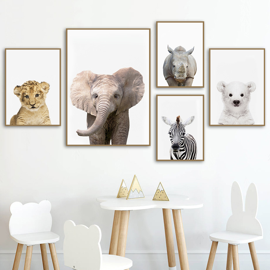 Baby Zoo Nursery - Baby Safari Tier Kinderzimmer Wandkunst Drucke