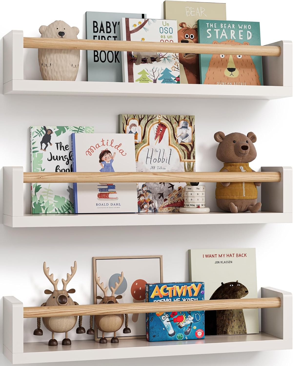Baby Nursery Bookshelf - Set aus 3 schwebenden Bücherregalen für