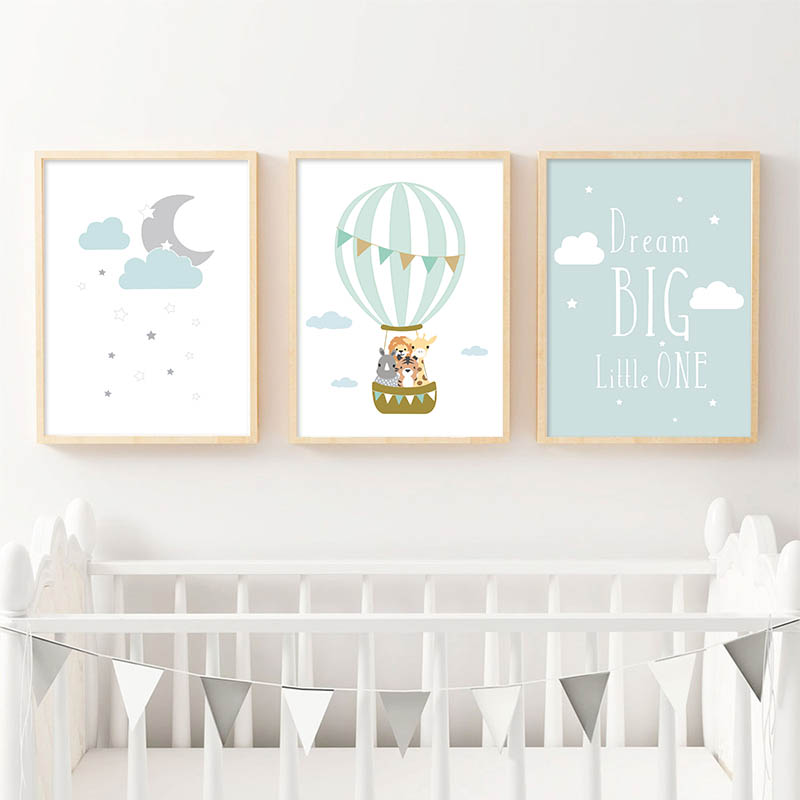 Baby Nursery Quotes - Ballon-Mond Kinderzimmer Poster Wandkunst Leinwanddruck Traum