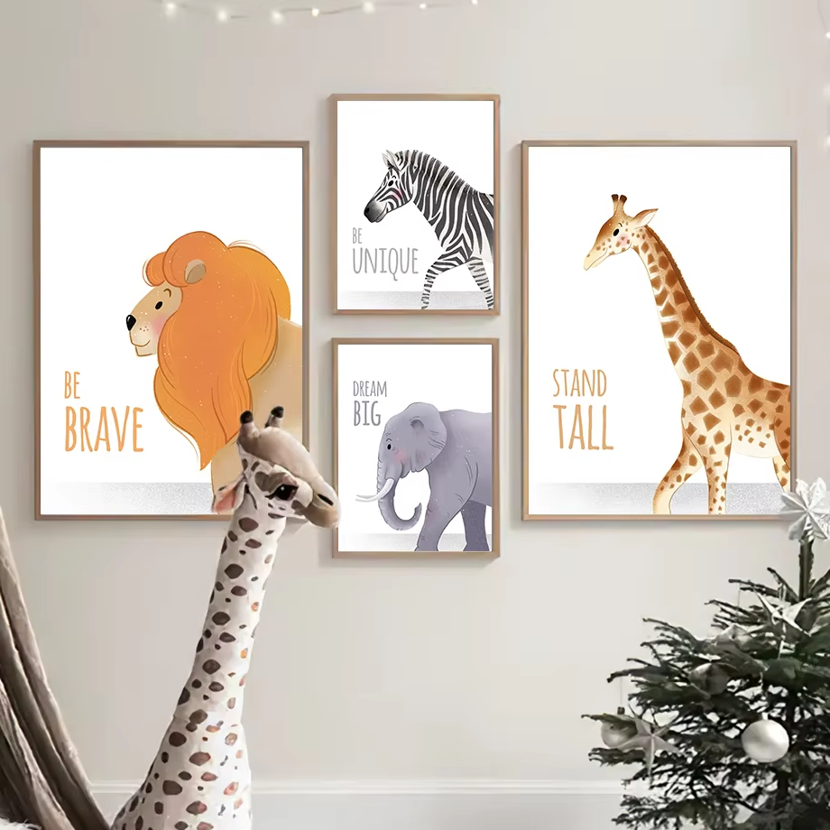 Baby Nursery Quotes - Inspirierende Zitate, Kinderzimmer-Wandkunst, Wandbild, Elefant, Giraffe,