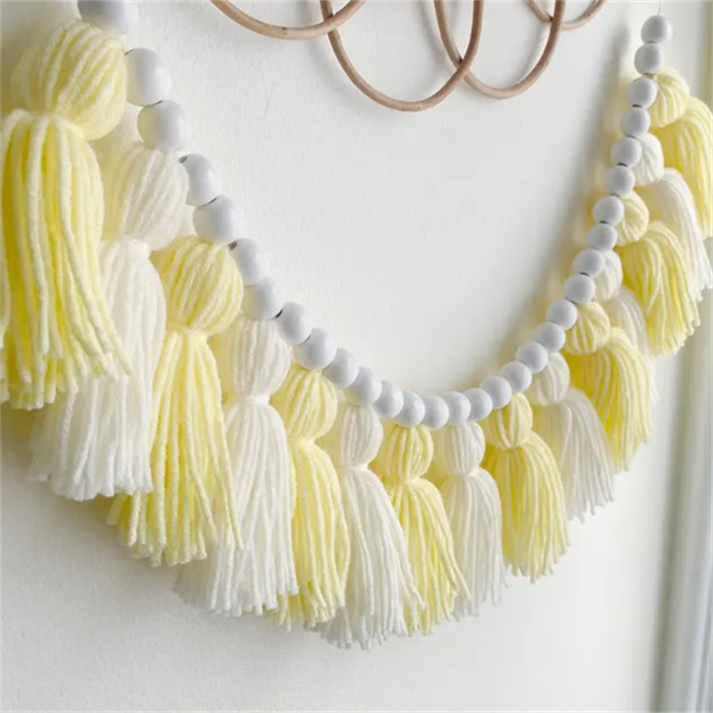 Baby Nursery Yellow Walls - Gelbe Boho Quasten-Girlanden Wanddekoration für Klassenzimmer,