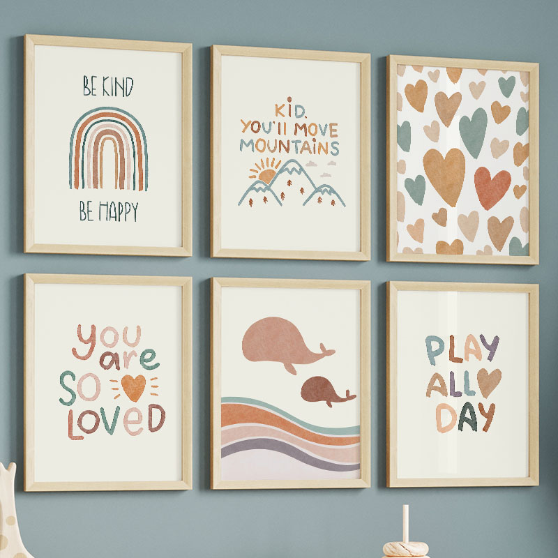 Baby Nursery Quotes - Cartoon Ozean Wal Regenbogen Herz Poster
