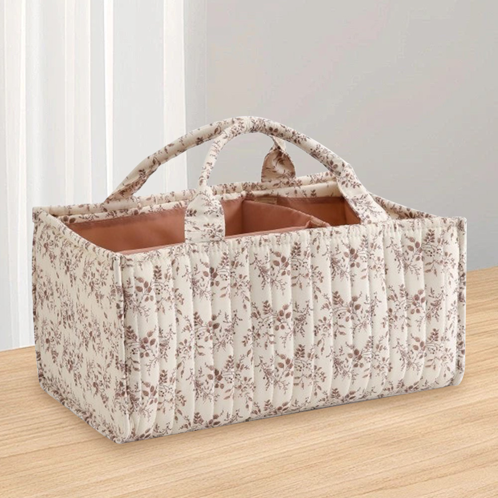 Baby Nursery Must Haves - Blumenmuster Windel-Organizer mit Herausnehmbarem Trenner Baby-Aufbewahrungskorb