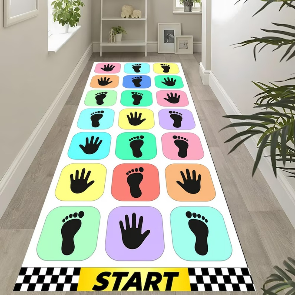Baby Nursery Rug - Handabdruck Fußabdruck Spielteppich Kinder Pastell Spielmatte