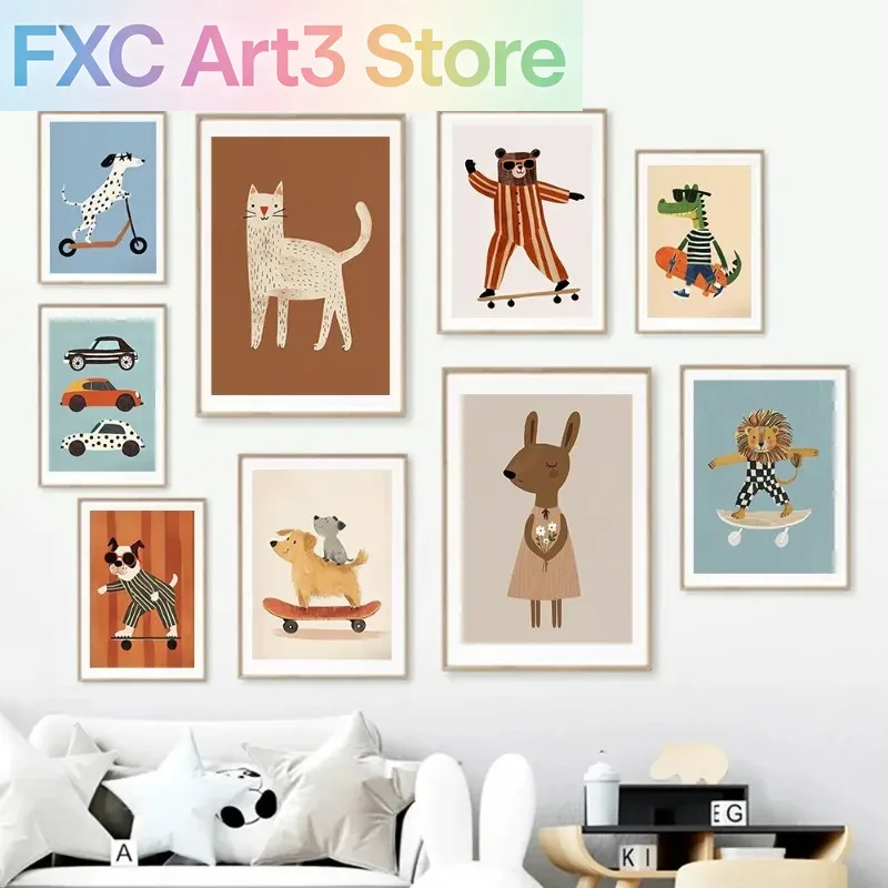 Baby Nursery Art - 1 Stück rahmenlose lustige Tier-Poster mit