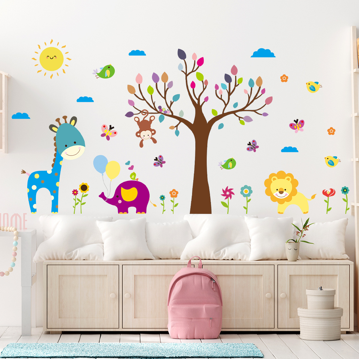 Baby Nursery Tree - Cartoon kindliche bunte Graffiti große Baum