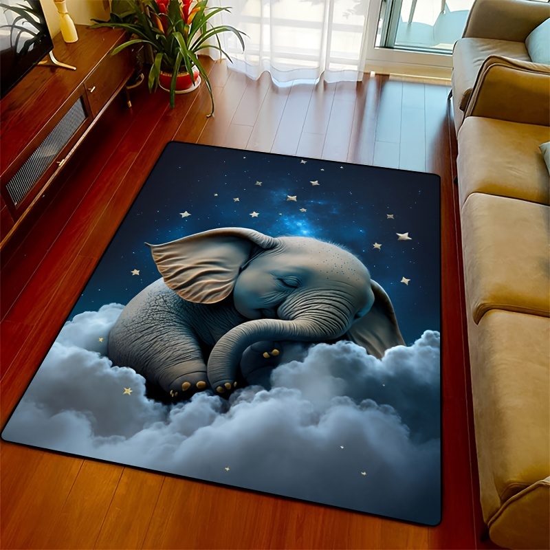 Baby Nursery Rug - Verträumter Elefantenteppich für das Kindergarten |