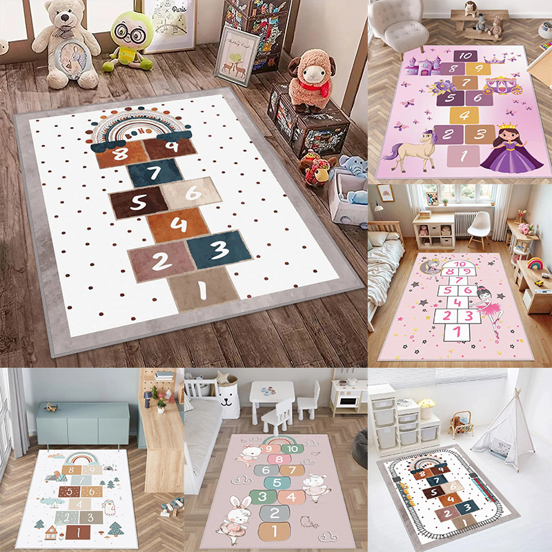 Baby Nursery Rug - Hopscotch Kinder Teppiche Spielen Matte Cartoon