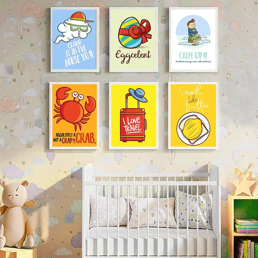 Baby Nursery Quotes - Niedliche Lustige Cartoon-Zitate Kinderzimmer Wandkunst Leinwanddrucke