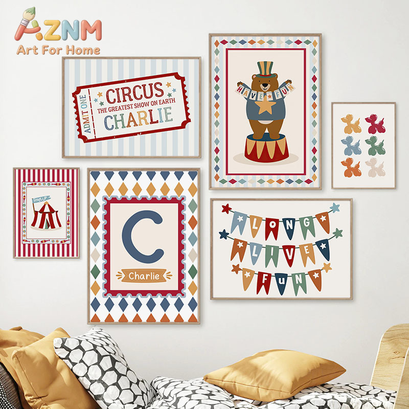 Baby Nursery Art - Zirkusbär Zauberer Hund Zitat Kinderzimmer Wandkunst