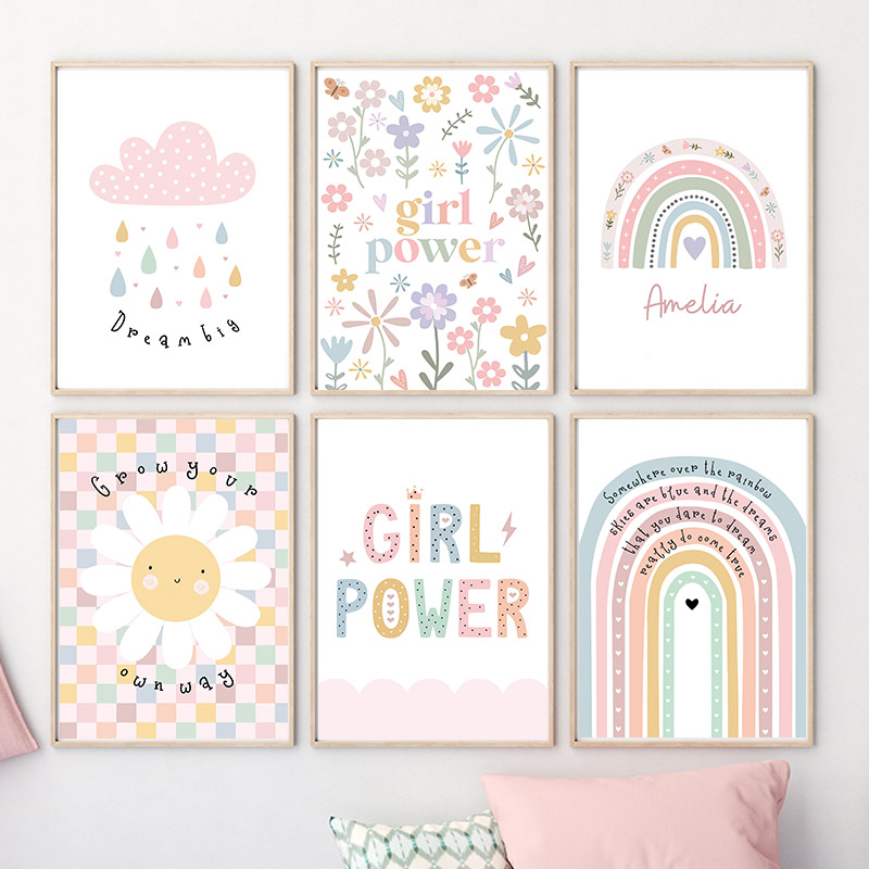 Baby Nursery Art - Sonne Blume Regenbogen Wolke Herz Kindergarten