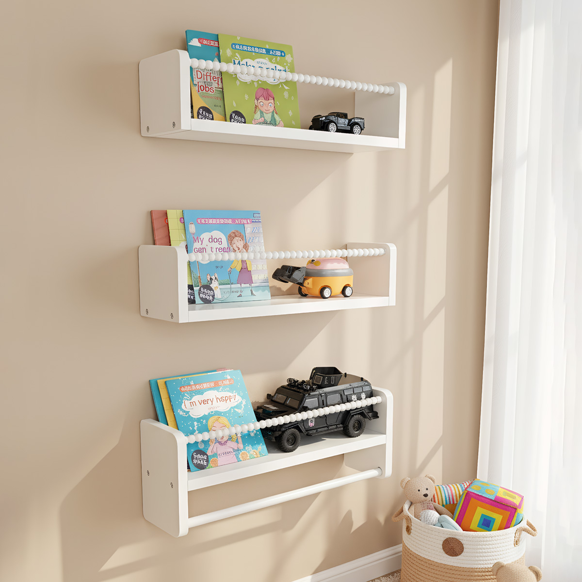 Baby Nursery Bookshelf - Kinderzimmer-Bücherregale aus Holz, 15,7 Zoll schwimmende