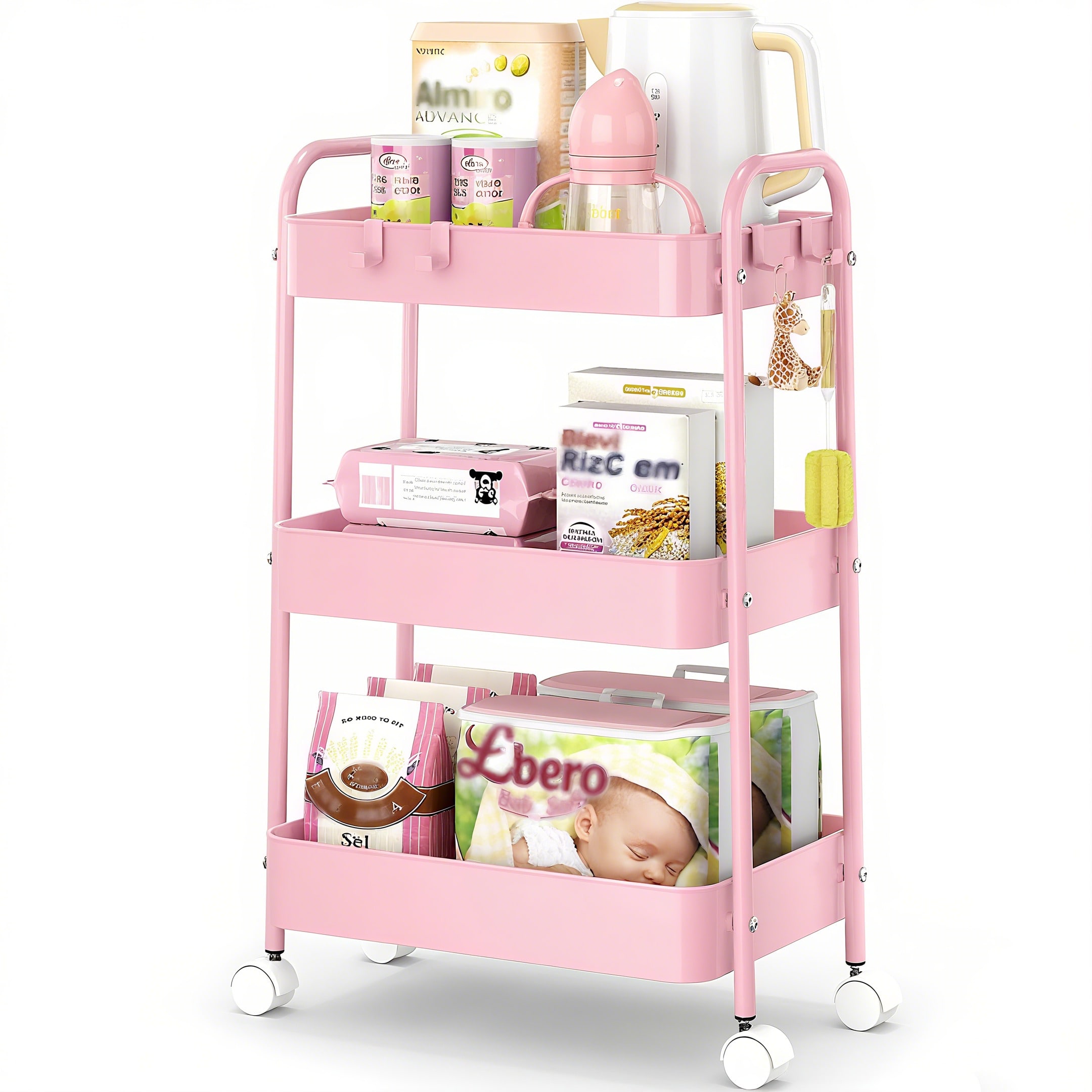 3-stufiger Metall-Rollwagen mi – Baby Nursery Basket Bewertung und Preis