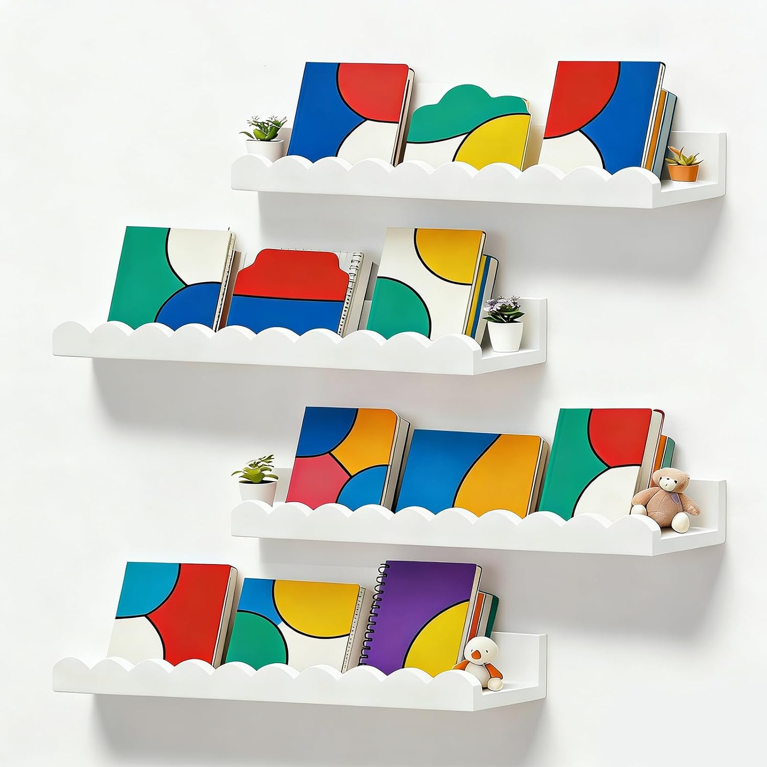 Set aus 4 weißen, gewellten, s – Baby Nursery Bookshelf Bewertung und Preis