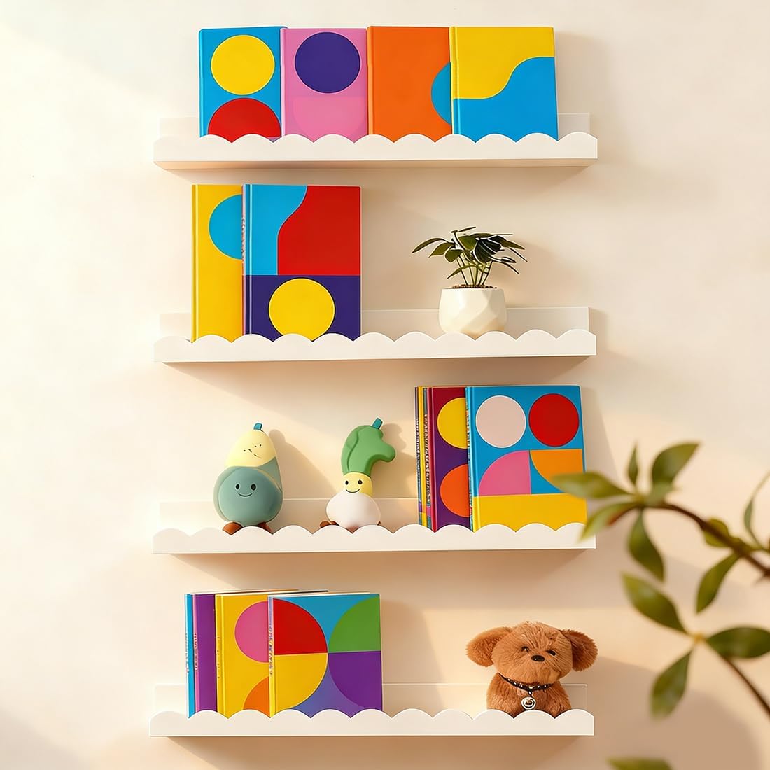 Set aus 4 weißen, gewellten, s – Baby Nursery Bookshelf Bewertung und Preis