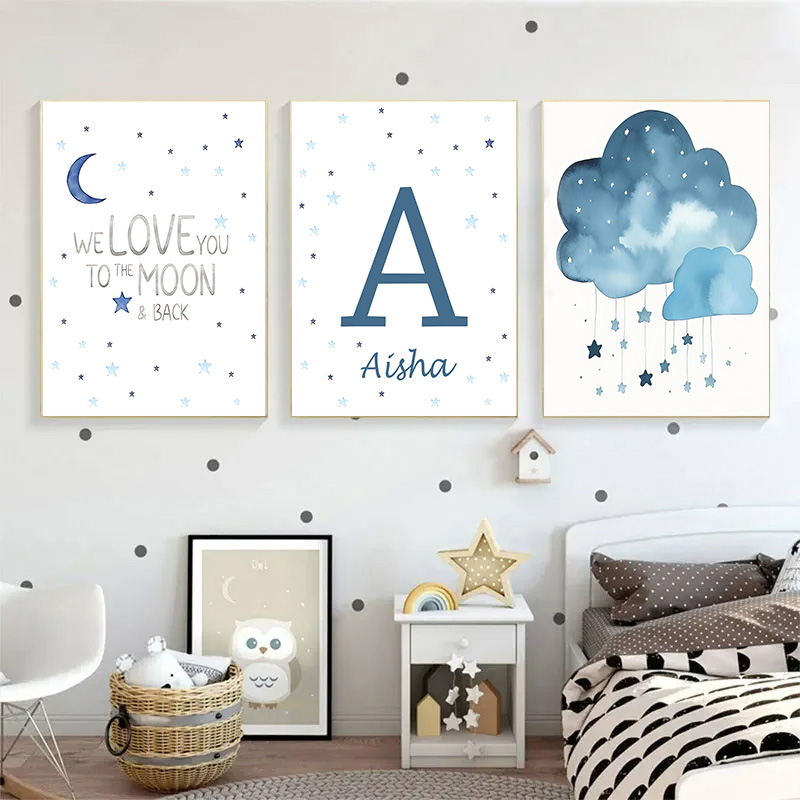 Blauer Mond und Sterne, Baby-N – Baby Nursery Images Bewertung und Preis