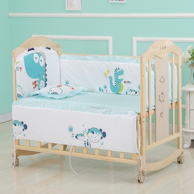 6Pcs Cartoon Baumwolle Krippe  – Convertible Crib Set Bewertung und Preis