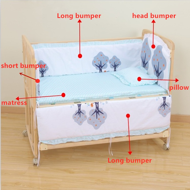 6Pcs Cartoon Baumwolle Krippe  – Convertible Crib Set Bewertung und Preis