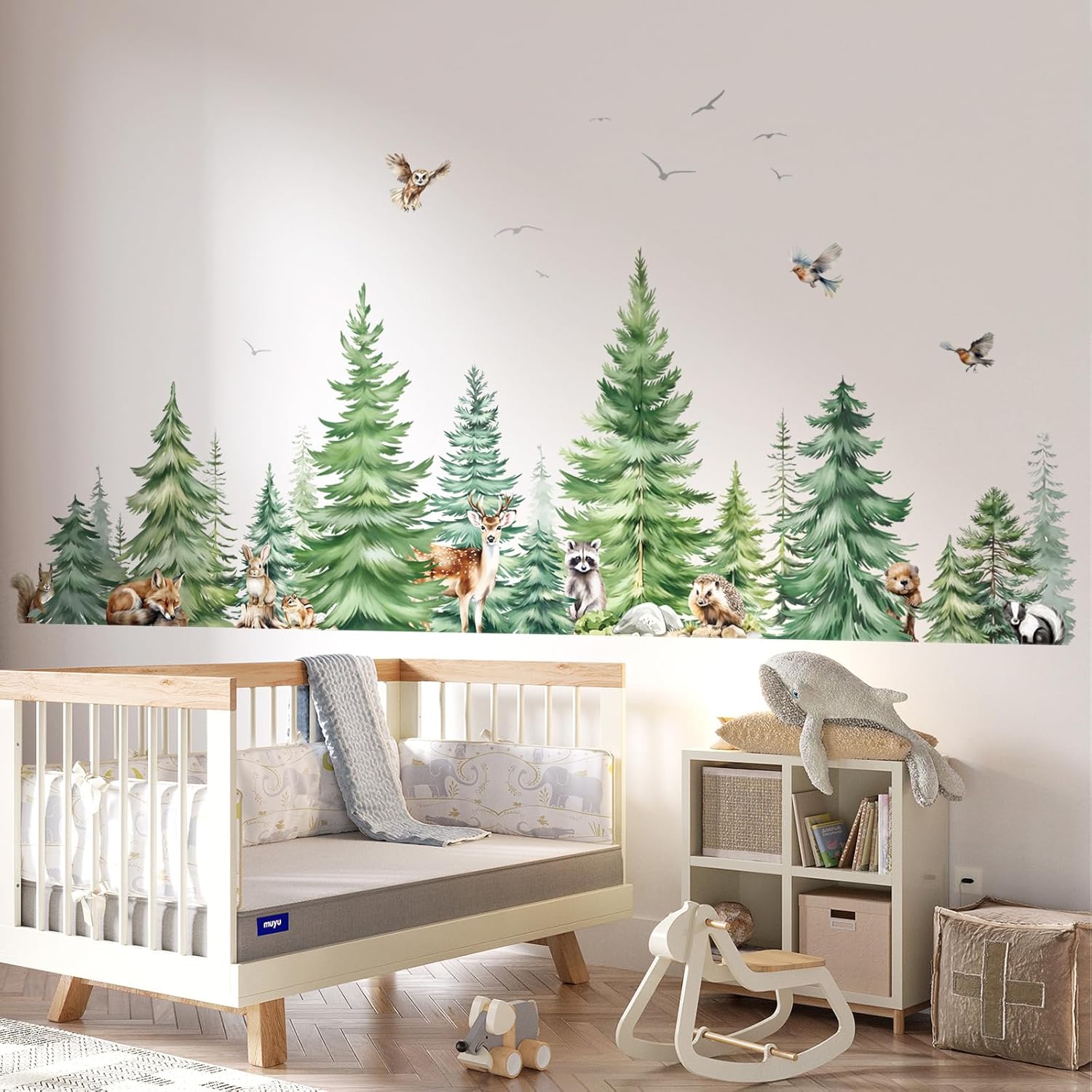 Große Aquarell Kiefer Tiere Wa – Baby Nursery Tree Bewertung und Preis