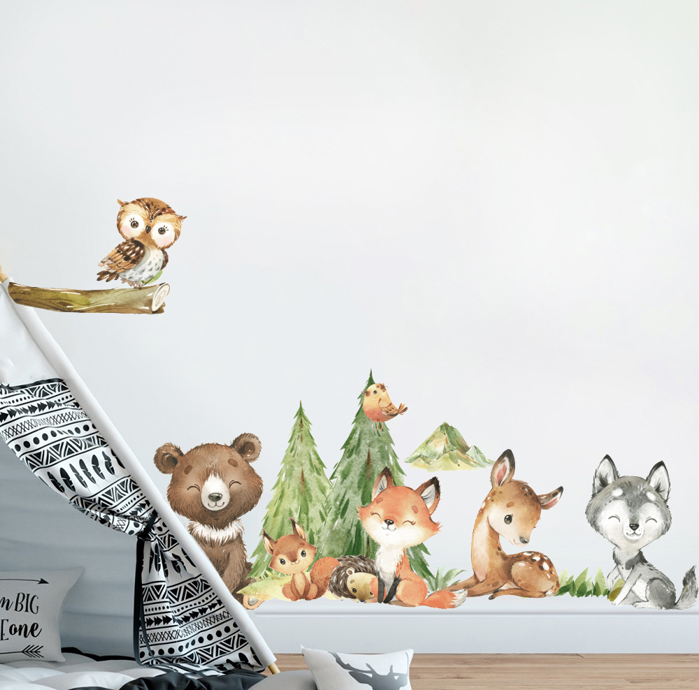 Cartoon Aquarell Wald Tier Wan – Baby Nursery Tree Bewertung und Preis