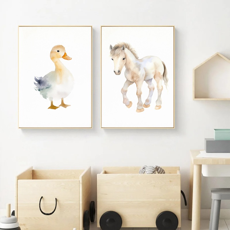 Aquarell Nutztiere Baby Pferd  – Baby Nursery Images Bewertung und Preis