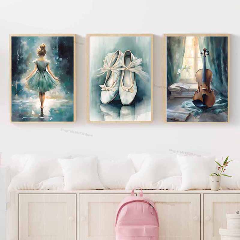 Aquarell Ballett-Mädchen Schuh – Baby Nursery Art Bewertung und Preis