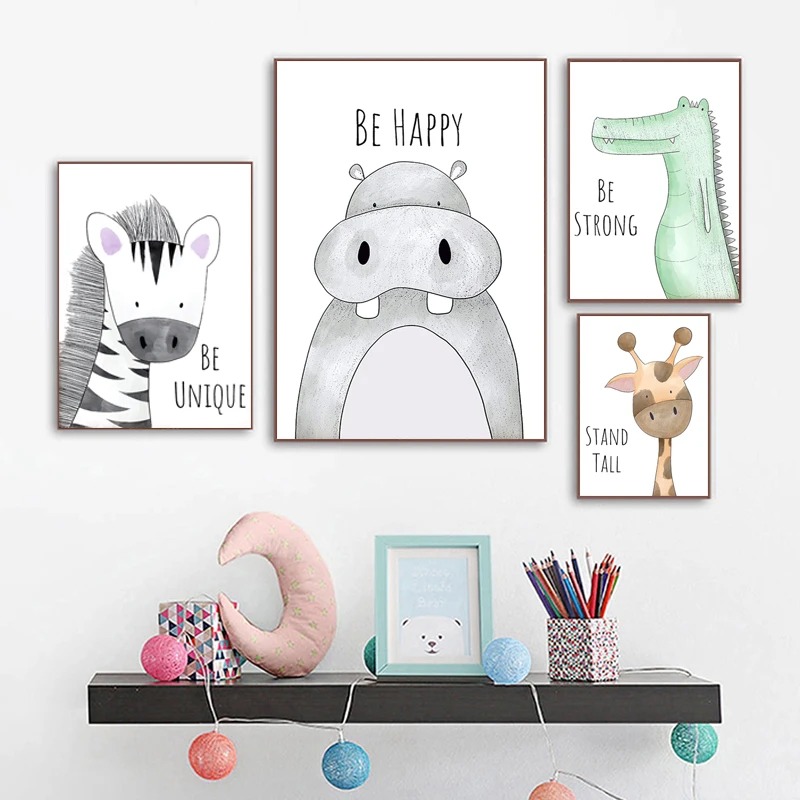 Cartoon-Tier Leinwandbild Wand – Baby Zebra Nursery Bewertung und Preis