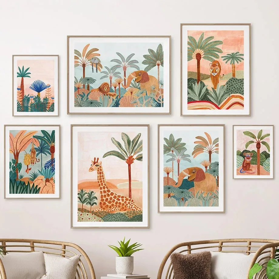Boho Dschungeltiere Tiger Affe – Baby Nursery Tree Bewertung und Preis