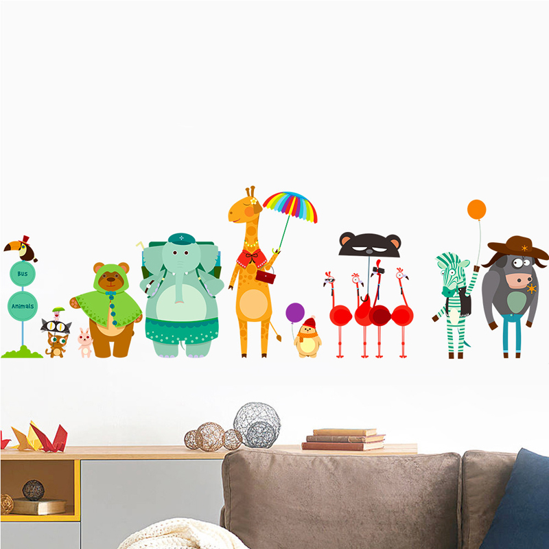 Cartoon Zoo Bus Station Wand A – Baby Zoo Nursery Bewertung und Preis