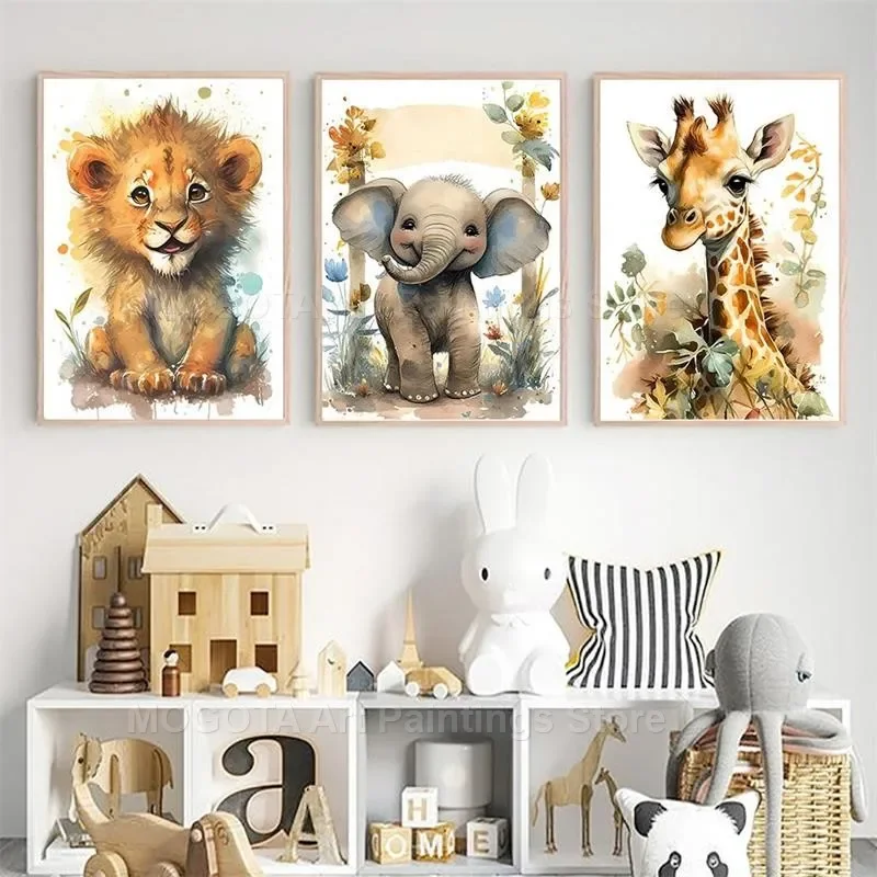 Aquarell Löwe Giraffe Tiger El – Baby Zebra Nursery Bewertung und Preis