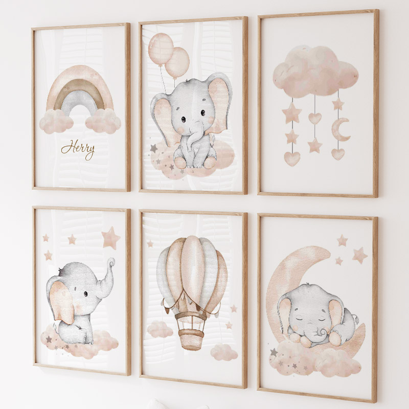 Niedlicher Elefant, heißer Bal – Baby Nursery Art Bewertung und Preis