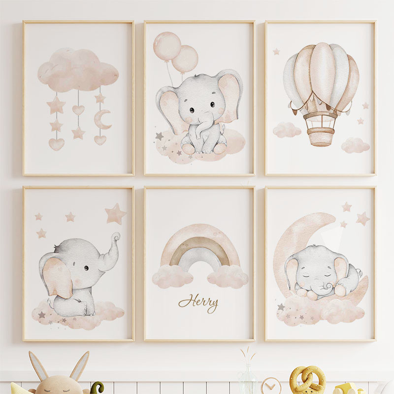 Niedlicher Elefant, heißer Bal – Baby Nursery Art Bewertung und Preis