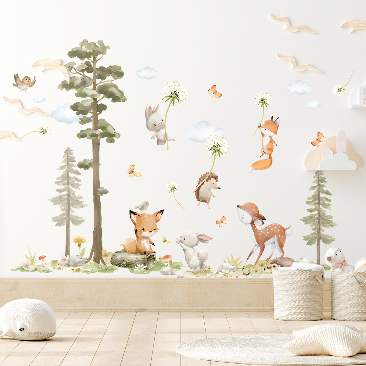 Niedliche Waldtiere Wandaufkle – Baby Nursery Tree Bewertung und Preis